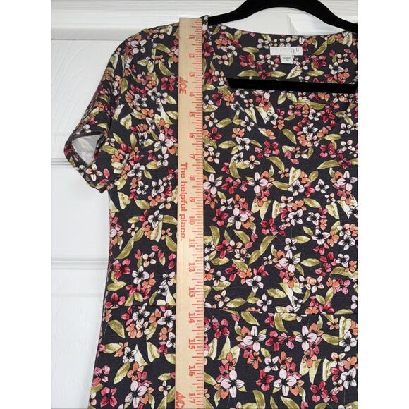 J. Jill Sz XS Maxi Dress Floral Print Flowy Short Sleeve Casual Relaxed - Picture 8 of 12